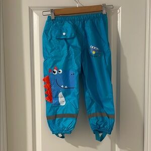Kids Blue Dinosaur Rain Pants